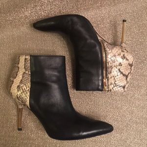 Vince Camuto Signature snake leather booties